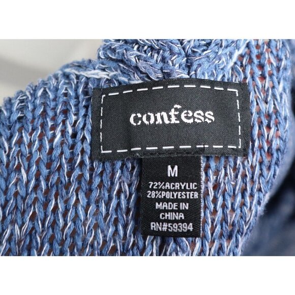WOMEN'S BLUE 3/4 SLEEVE FRINGE CARDIGAN SWEATER - CONFESS - SIZE M - Picture 5 of 5